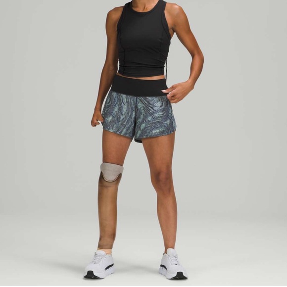 lululemon athletica Women's Speed Up Mid-Rise Shorts - Icing Blue Multi/Black - Picture 3 of 8